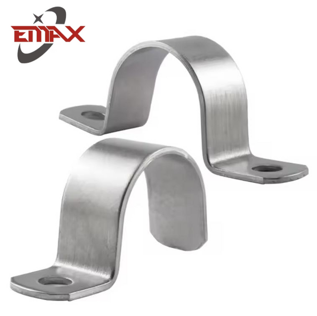 Universal-Schlauchschelle aus verzinktem Edelstahl mit zwei Löchern und U-förmigem Riemen